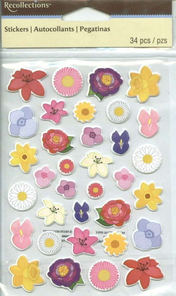 Flowers Flower Red Yellow Pink Purple Blue White Recollections Pillow Stickers