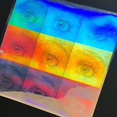 XL EYES STICKER SILVER anatomy ophthalmic eyeballs foil hologram holographic