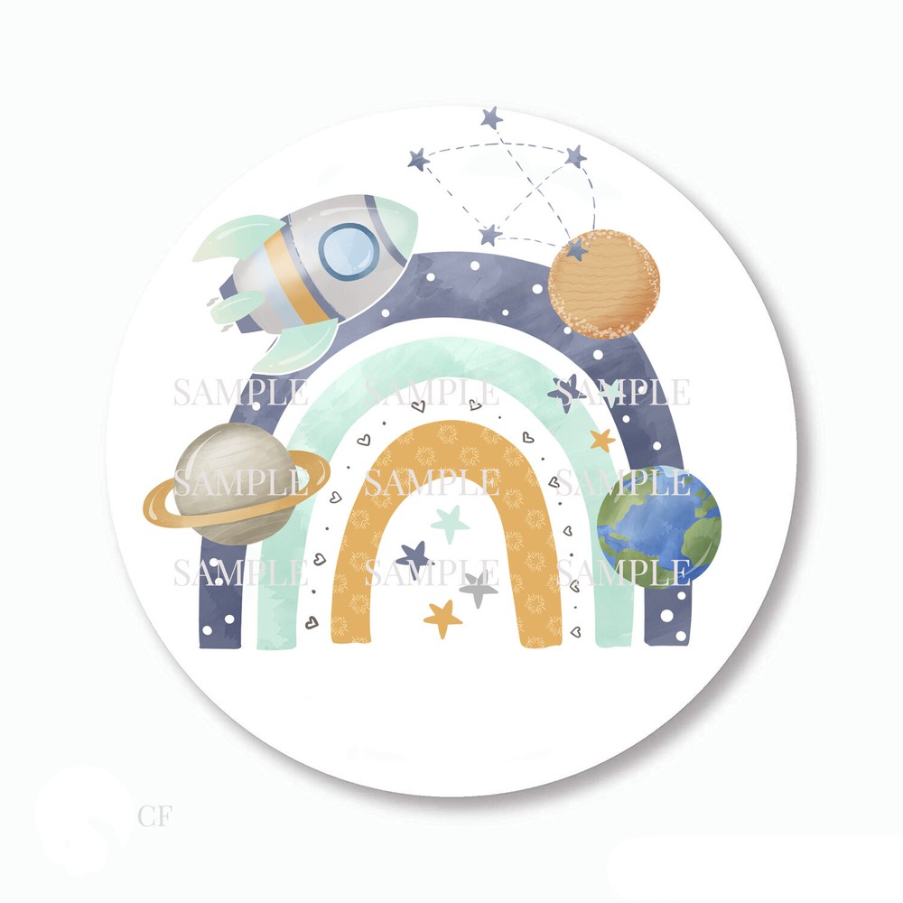 30 Outer Space Rainbow Scrapbook Stickers 1.5″ Round Envelope Seals Labels