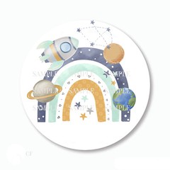 30 Outer Space Rainbow Scrapbook Stickers 1.5″ Round Envelope Seals Labels