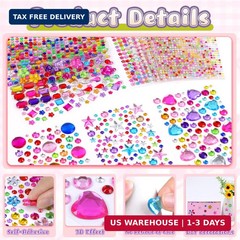 10000PCS+ Gem Stickers, Rhinestone Stickers for Crafts, Self-Adhesive Bedazzling