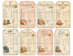 1 Pg Sewing Tickets For Card Toppers Junk Journal Supplies Scrapbook Ephemera