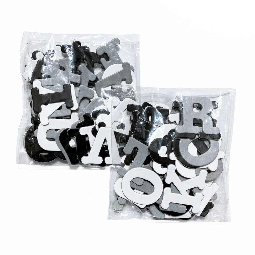 Chipboard Alphabet Letters Dimensional Scrapbook Embellishment Black White Grey