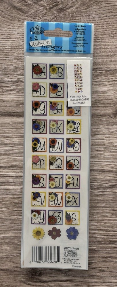 Royal & Langnickel Pressed Flowers Alphabet Rub-On Tranfers Scrapbooking NEW