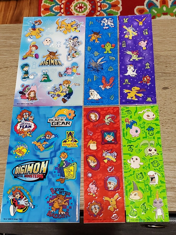 Vintage 1999 Lot Sandylion Stickers Digimon Digital Monsters 2 sheets 4 strips
