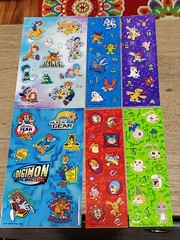 Vintage 1999 Lot Sandylion Stickers Digimon Digital Monsters 2 sheets 4 strips