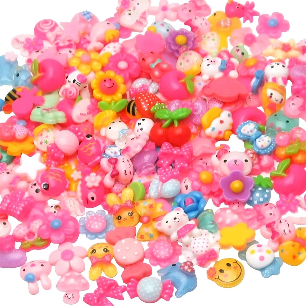 LibiIine 100pcs Mix Lots Flatback Resin Buttons Flat Back Mix,