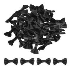 MECCANIXITY 50pcs Black Bow Ties 1.2″ x 0.6″ Mini Bowknot for Crafting