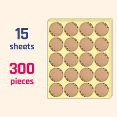Canning Labels Brown Kraft Stickers 2 Inch Pack of 300 Floral Patterns Write On