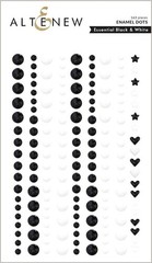ALTENEW – ENAMEL DOTS – BLACK AND WHITE, 163 PIECES, 3 SIZES + HEART & STAR