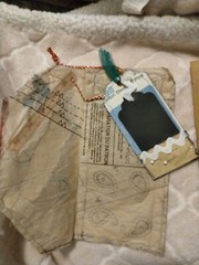 Handmade Zippered Pouch Full Of Vintage Sewing Tags, Charms, Vintage And Modern.