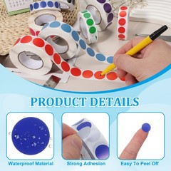 1000pcs Dark Blue Round Stickers 0.5 Inch Self-Adhesive Stickers Label