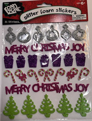 Foam Zone-Christmas Crafts Holly Glitter Foam 3D Stickers-Lot 2 Packs
