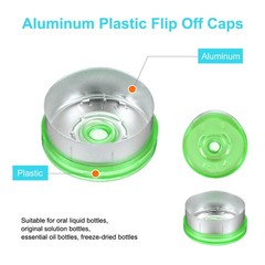 20mm Caps 100PCS Burr-Free Top Caps, Green/Silver