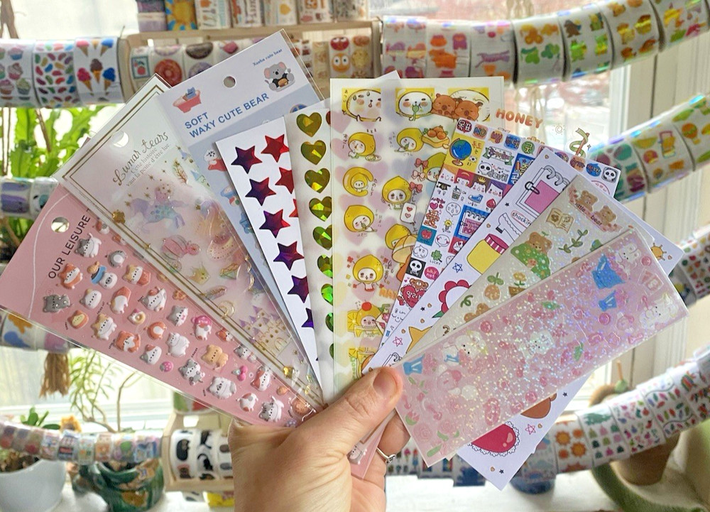 Super Huge Lot Of Cute Kawaii Korean + Japanese Stickers: Puffy, Mini, Glitter+