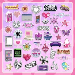 200Pcs Y2K Stickers, Cool and Trendy 2000s Aesthetic Stickers, Cute Vintage Viny