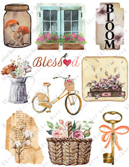 Cottage Core Ephemera Collage Sheet Supplies Scrapbook Junk Journal Card Topper