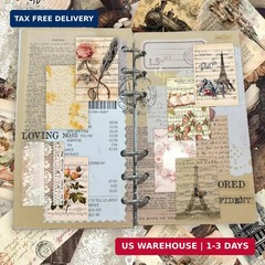300 Pcs Vintage Washi Stickers Book | Ephemera Pack, 6 Theme Sets for Journaling