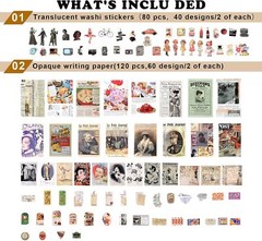 Draupnir 200Pcs Vintage Junk Journal Supplies,Scrapbook Supplies Scrapbooking