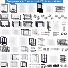 120PCS Retro Camera Film Frame Stamp Poster PET Stickers for Scrapbooking Bullet