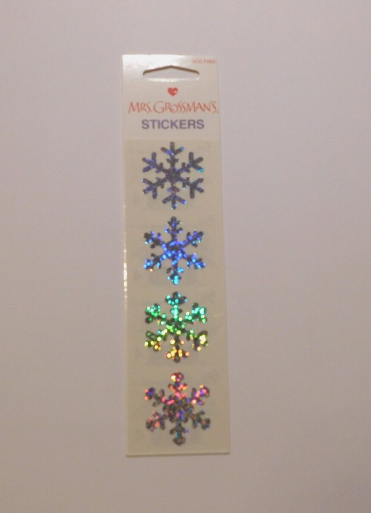 Mrs. Grossman’s Lot 2 Strips Brand New Package ~Sparkle Snowflake~ Stickers HTF