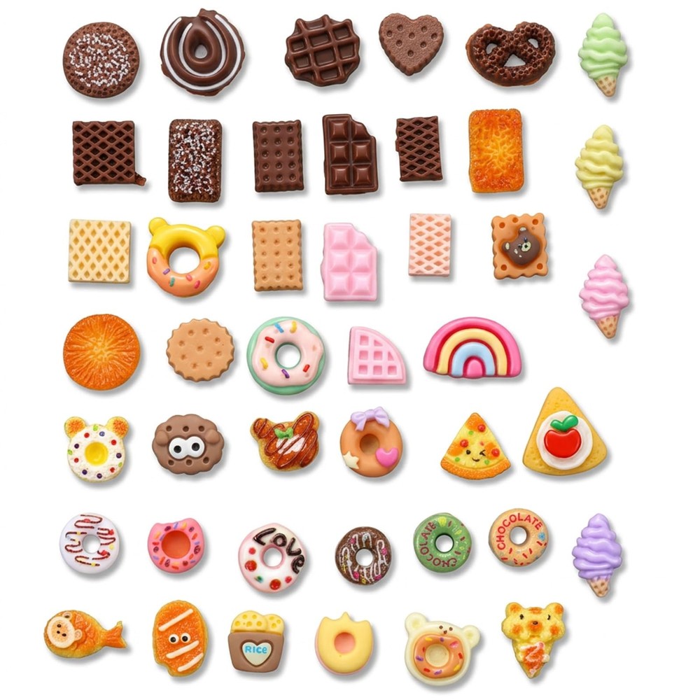 RAHHLIZS 60 PCS Food Themed Resin Charms 0.39 x 0.28 x 0.08in, Multicolor