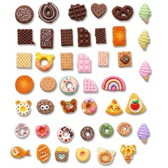RAHHLIZS 60 PCS Food Themed Resin Charms 0.39 x 0.28 x 0.08in, Multicolor