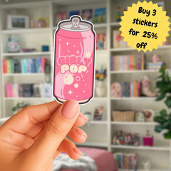 Girly Pop Sticker Pink Soda Can Laptop Sticker Cute Decal Gift for Her