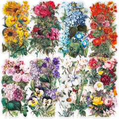100Pieces Vintage Flower Stickers Set Big 3.4″ Waterproof Clear Botanical Floral