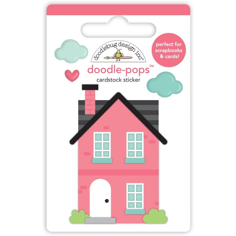 Doodlebug Stickers Doodle-Pop 3D Our House Cute Pink Black Clouds Windows Door