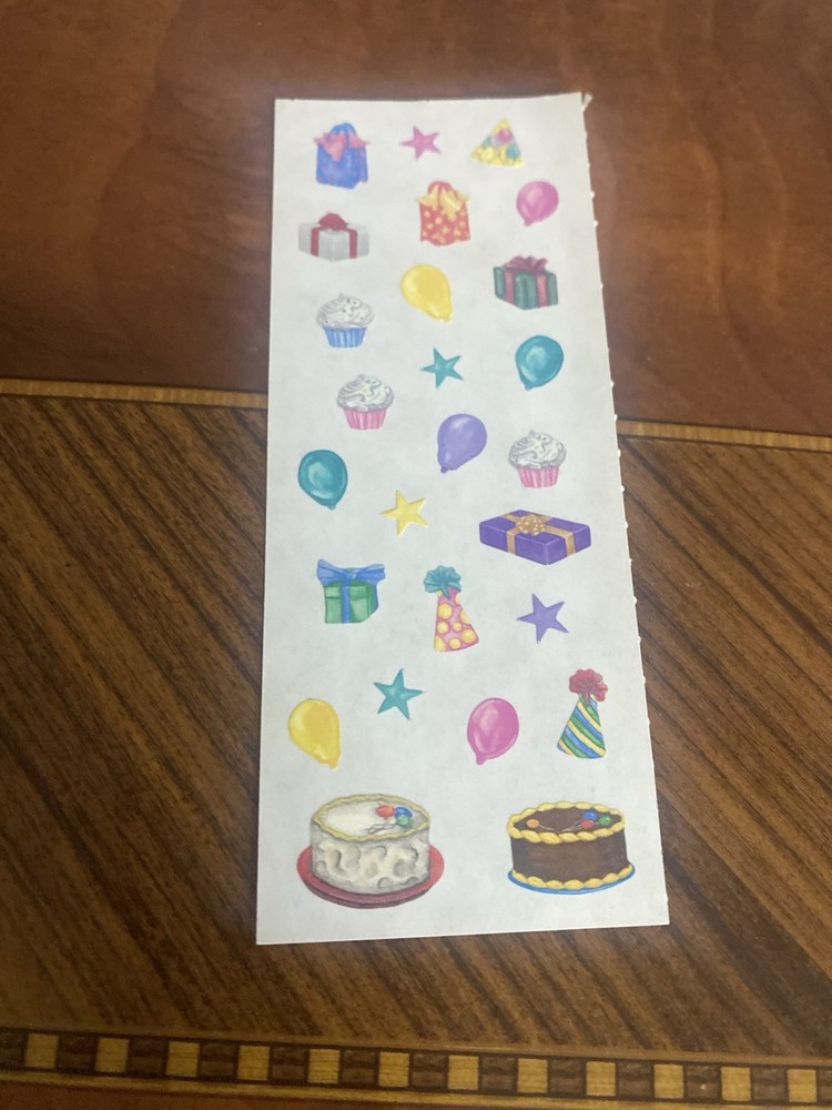 Vintage Creative Memories Micro Birthday Items Sticker Strip 2×5 Inches