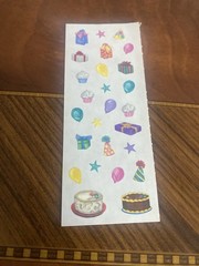 Vintage Creative Memories Micro Birthday Items Sticker Strip 2×5 Inches