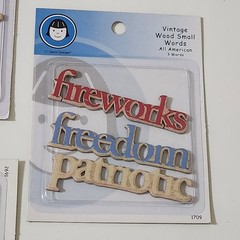 NEW Lot 3 Pkg Lil Davis Vintage Wood Words JULY 4 CELEBRATE FIREWORKS FREEDOM -F