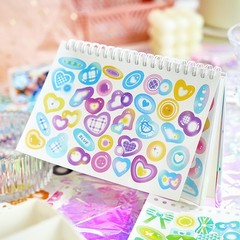 2500PCS Kpop Stickers, Glitter Deco, Heart Butterfly Ribbon, Multicolor