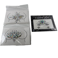 PARTY JOY 3X Self-Adhesive COSTUME Jewel Swirls for FACE/CLEAVAGE