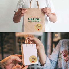 2 Rolls/1000Pcs Thank You Stickers Self Adhesive Kraft Paper Label Stickers for