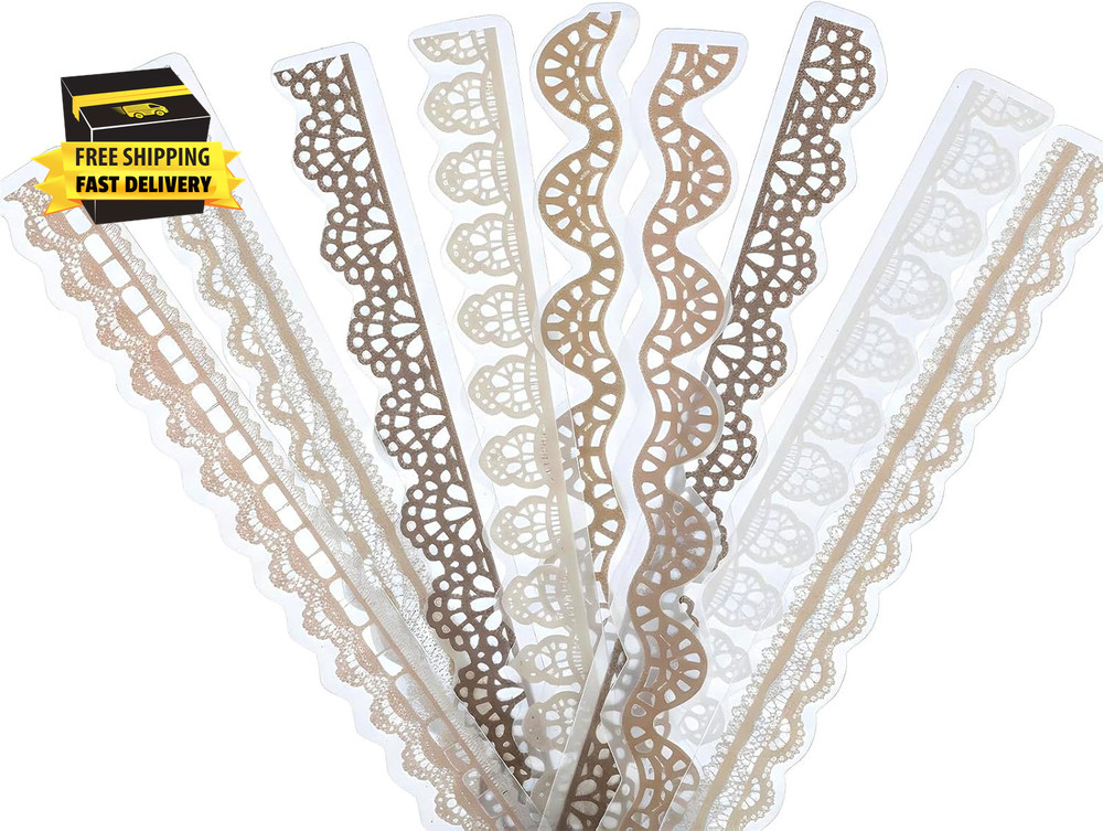 40 PCS Transparent Lace Stickers Scrapbooking, Vintage EPE Lace Stickers with 5