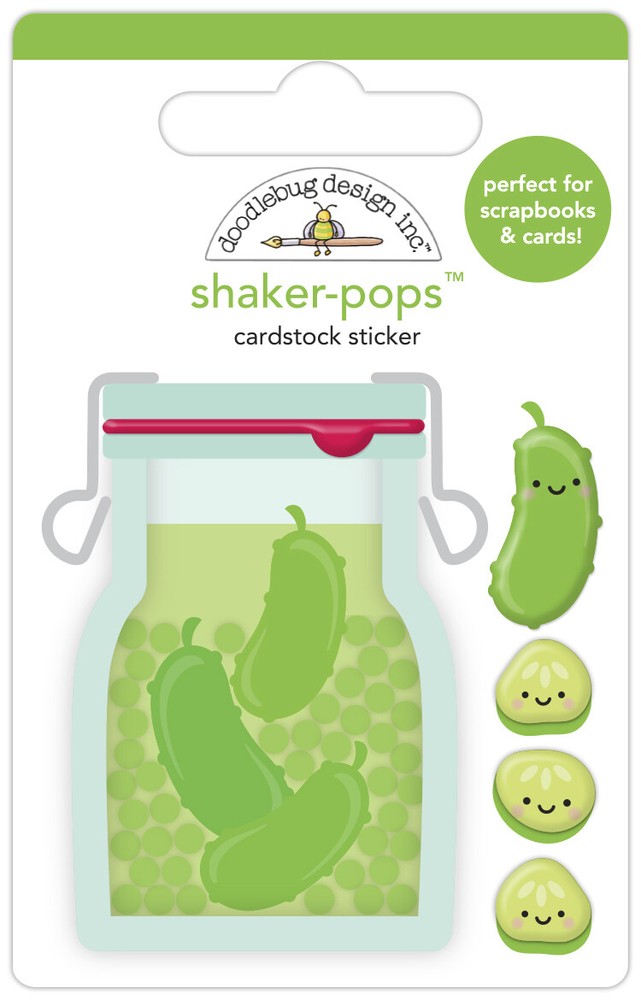 Doodlebug Stickers Shaker-Pop 3D Big Dill Snap Lid Jar Pickles Slices Faces