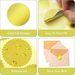 200Pcs Gold Foil Seal Stickers – 2″ Diameter for Sealing Awards Embossing