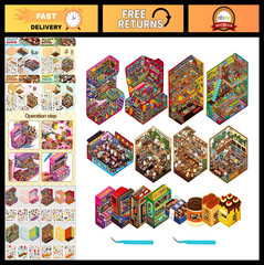 8 Sets Big Foldable 3D House Stickers – Fun DIY Decor for Kids & Adults, Stress