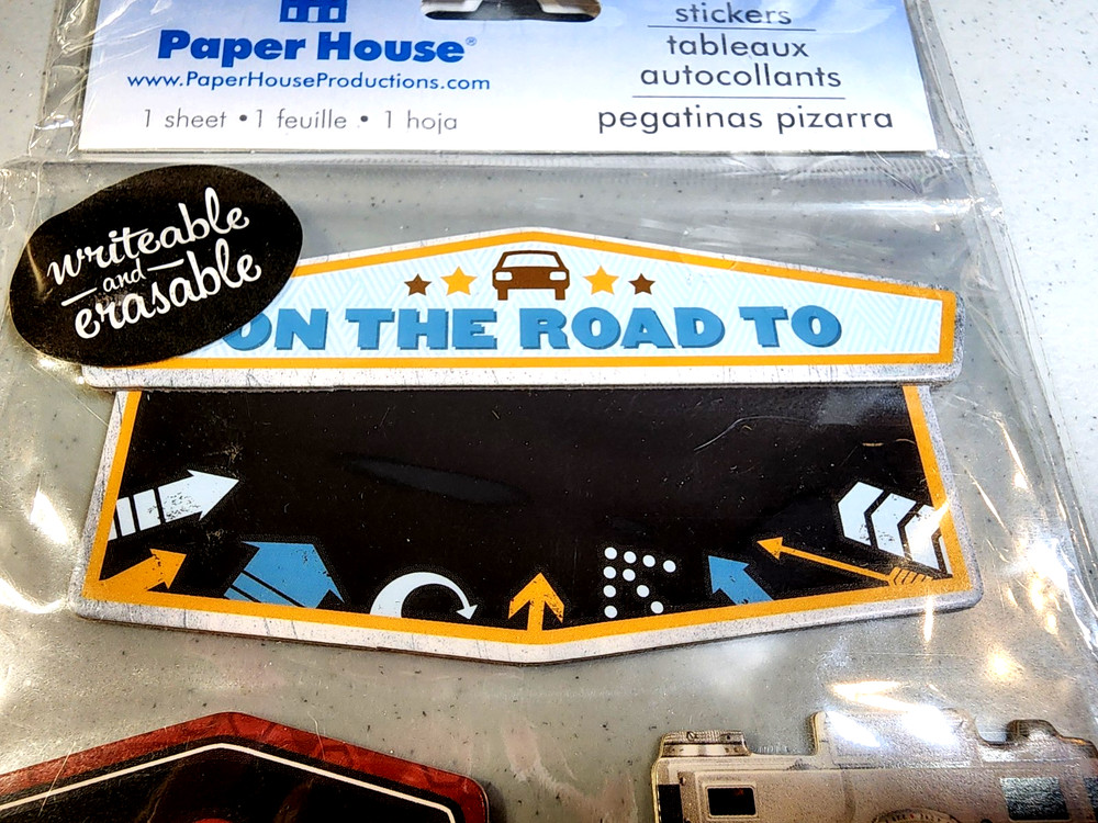 Paper House Road Trip 3D Dimensional Chipboard Chalkboard Stickers Travel Retro