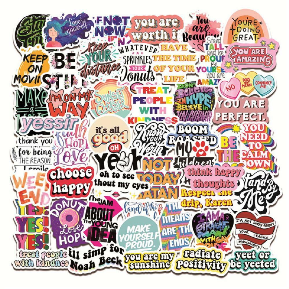 Stickers Motivational Quote Skateboard Vinyl Laptop Luggage Decal Flask Fun 50pc
