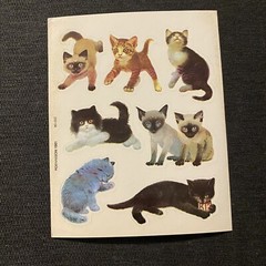 Lot Of 4 Vintage Cat Sticker Sheets Hallmark AGC Dennison Loose Complete Kittens