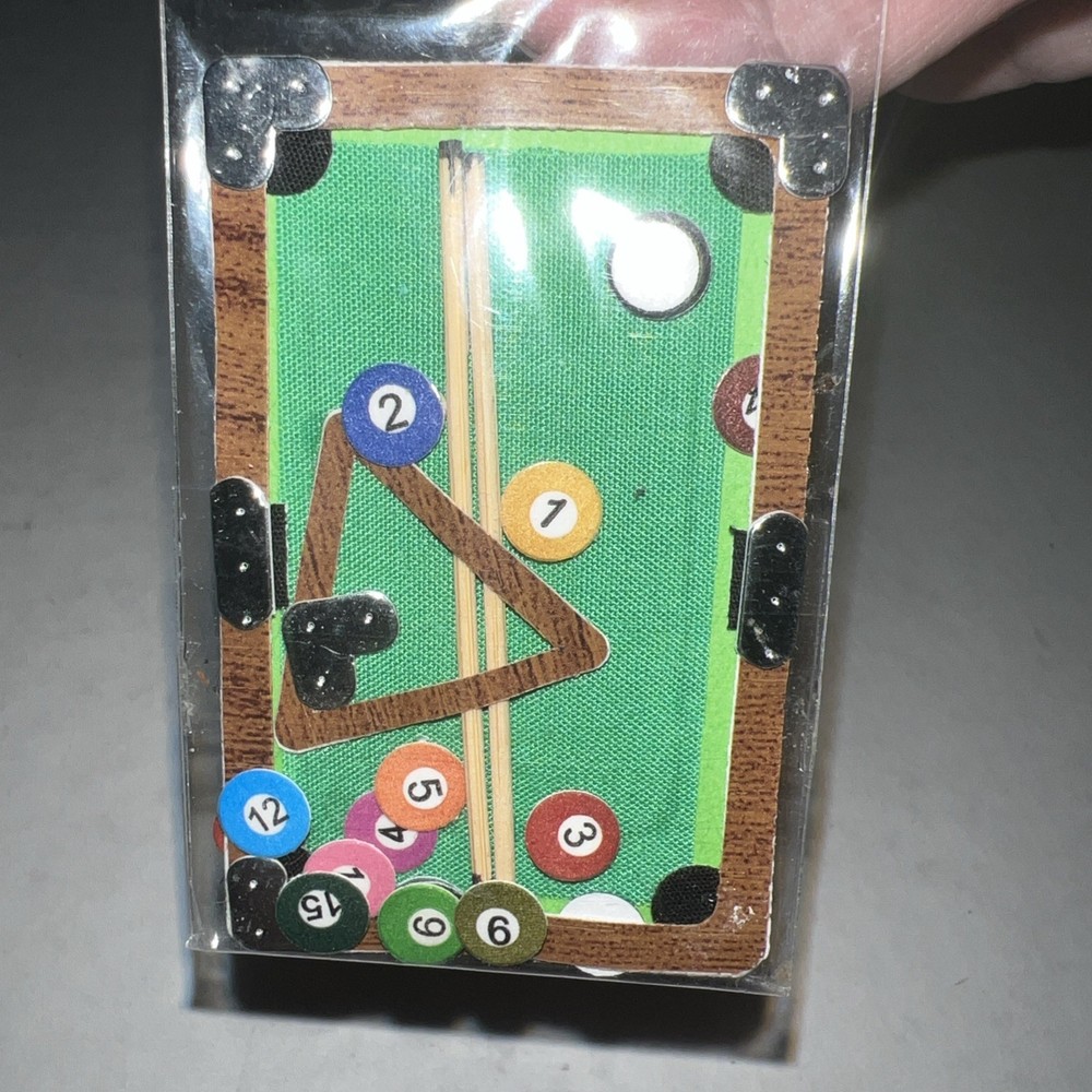 RARE Jolees Mini Billiards Pool Table Sticks Balls Sport Scrapbook Stickers 3D
