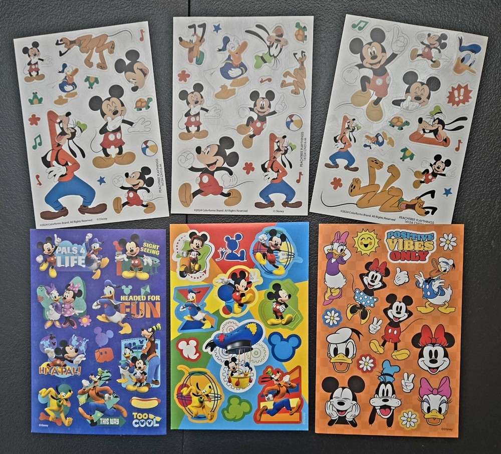 Mickey Mouse Sticker Sheet Lot Of 6