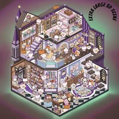 2 (3D) 8.89 x 7.48 Isometric Scene Rooms. Castle and Magic School.