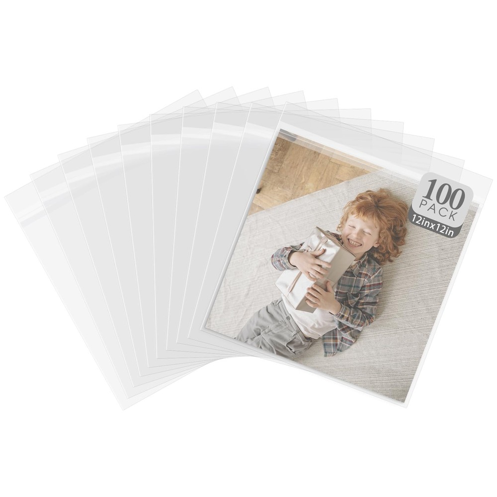 , Pack of 100, Acid-Free 12 11/16 X 12 3/8 inches Crystal Clear Sleeves Stora…