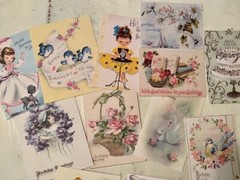 Birthday Die Cuts/Gift Tags Card Making~Vintage Style-Journal Supply-40 Pieces