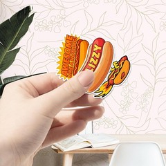 Creative 50 Pcs Hot Dog Stickers – Waterproof Cartoon Decals for Everyone