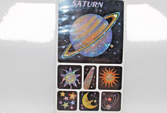 1994 Vintage Planet Laser Stickers ST-737 Adorn Gift NOS Saturn Celestial Moon